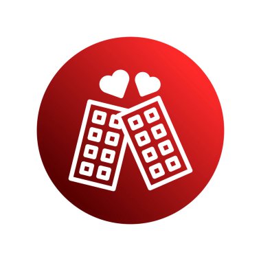 Kalplerle süslenmiş iki çikolatanın olduğu enfes bir grafik. Sevgililer Günü için mükemmel, aşkı ifade etmek, ya da tatlı hoşgörüleri temsil etmek..