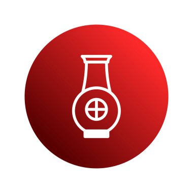 Kırmızı eğimli bir dairedeki zarif beyaz vazo ikonu. Bu minimalist tasarım dekoratif sanat eserleri ve modern grafik tasarım projeleri için mükemmeldir..