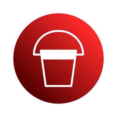 Kırmızı dairenin içindeki beyaz kova ikonunun vektör çizimi. Bu, web siteleri, uygulamalar veya diğer tasarım projeleri için kullanılabilir..