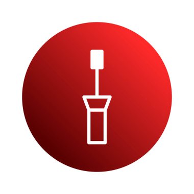 Kırmızı daire içindeki makyaj uygulamasının minimalist bir çizimi. Güzellik blogları, kozmetik markalar ya da sanatsal projeler için mükemmel..