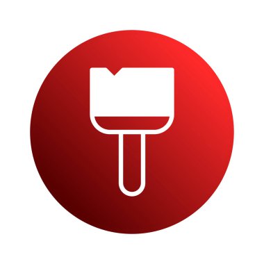 Basit ama göz alıcı bir tasarım canlı kırmızı dairesel arka plana karşı bir boya fırçası ikonu sergiliyor. Sanatsal ifade aktarımı için mükemmel.