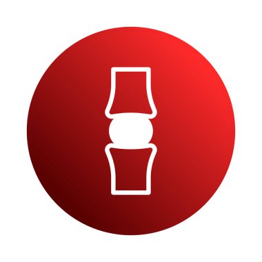 Kırmızı daire üzerinde stilize bir omurga ikonu. Simge omurilik sağlığı, ortopedik bakım ve omurgayı temsil ediyor. Tıbbi, kayropraktik ve sağlık temaları için görsel bir araç.