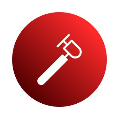 Katı kırmızı daireye karşı oluşturulmuş beyaz stilize edilmiş bir cerrahi alet ikonu tıbbi hassasiyet ve yardım hissi uyandırıyor. Sağlık, tıp ve bilimle ilgili konular için uygundur..