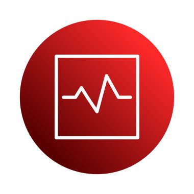 Bu canlı illüstrasyon bir kare içinde kapalı net bir kalp atışı sinyali içeriyor ve kırmızı dairesel bir zemin üzerine kurulmuş, sağlık, sağlık ve sağlık alanlarındaki yaşamı ve canlılığı sembolize ediyor.