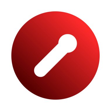 Kırmızı beyaz bir mikrofonun basit bir simgesi. Ses, ses ve sesle ilgili çeşitli dijital projelerde ve sunumlarda kullanılabilir.