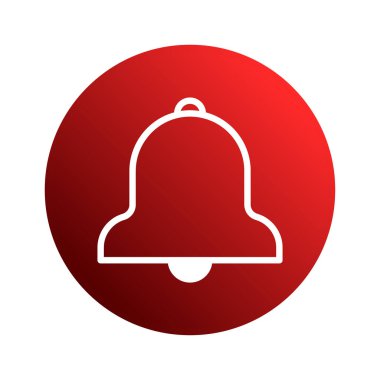 Minimalist bir beyaz çan simgesi kırmızı bir çember içinde merkezlenir ve uyarıların ve uyarıların görsel bir temsilini sağlar..