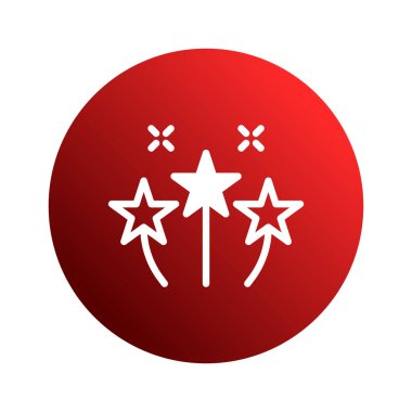 Kutlamalar, parti davetiyeleri ve tebrik kartları için mükemmel parıltılı ve yıldızlı bir sihirli değnek tasvir eden minimalist bir vektör çizimi.