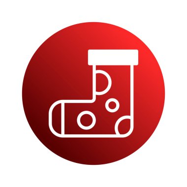 Kırmızı bir gradyan çemberde beyaz bir Noel çorabının basit bir çizimi. Tatil temalı tasarımlar için mükemmel..