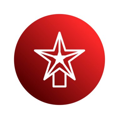 Beş köşeli şenlikli yıldız süslemesi, canlı kırmızı eğimli dairesel arka planda göze çarpar. Bayram kutlamaları için mükemmeldir. Bu göz alıcı grafik öğesi herhangi bir tasarıma biraz zarafet katar.