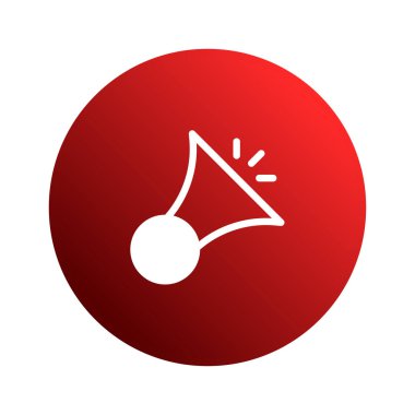 Kırmızı bir dairedeki beyaz boynuz siluetinin basit bir vektör simgesi, uyarı ve uyarılar için bir düğme veya sembol olarak kullanılabilir.