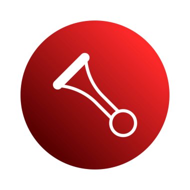 Zarif bir vektör illüstrasyonunda canlı kırmızı bir daire üzerinde klasik bir boynuz sembolü sergilenir. Müzik, tasarım ya da temalı projeler için mükemmel..