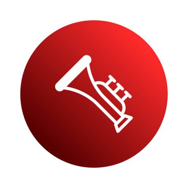 Kırmızı bir çember üzerinde beyaz bir trompet amblemi. Bu görüntü müzikal temalar için uygundur, caz performanslarını desteklemek, ya da tasarımlarınıza sanatsal yetenekler katmak. Müzisyenler ve müzik tutkunları için mükemmel.