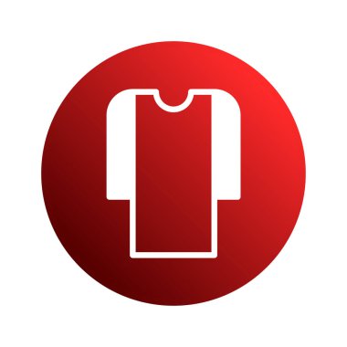 Moda veya perakende tasarımları için mükemmel, canlı, kırmızı bir gradyan daire arkaplan karşı, kısa kollu beyaz tişört içeren minimalist bir simge.