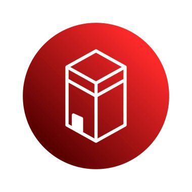 Mekke 'deki Kâbe' nin minimalist bir sanat çizgisi çizimi, İslam 'ın kutsal bir yeri, eğimli bir kırmızı çember üzerine kurulmuş. İnancı, hacı ve dini inancı sembolize eder..