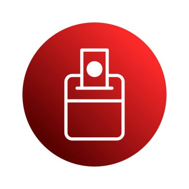 Oy verme ve demokratik katılımı sembolize eden canlı kırmızı bir eğilim çemberine karşı kurulan bir oy sandığının minimalist bir çizimi. Seçimleri ve vatandaşlık sorumluluklarını temsil etmek için tasarlanmıştır..