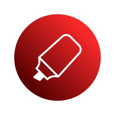 İşaretleyicinin minimalist kırmızı ve beyaz simgesi, çeşitli tasarım ve eğitim amaçları için uygun olan metni vurgulamayı veya vurgulamayı önerir.