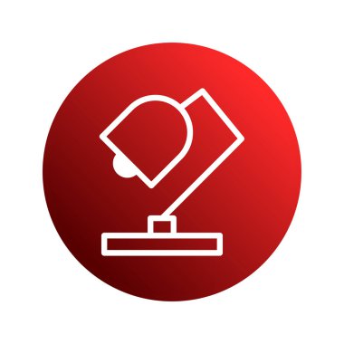 Bu minimalist tasarım kırmızı bir gradyan üzerinde beyaz bir masa lambası illüstrasyonunu içerir. Temiz çizgiler ve modern stil bunu çeşitli tasarım projeleri için ideal kılar..