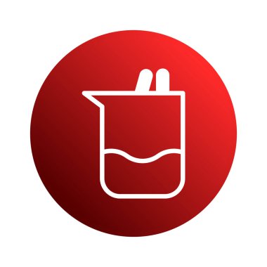 Sıvı dolu bir deney şişesi, bilimi, araştırmayı, deneyleri ve tıbbı temsil ediyor. Simge, web tasarımı, bilgi grafikleri veya sunumlar için kullanılabilir, temiz ve minimal tasarım.