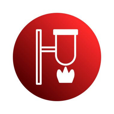 Yangın güvenlik ekipmanı sembolü, kırmızı daire arka plan dizaynı üzerinde beyaz bir işareti temsil ediyordu.