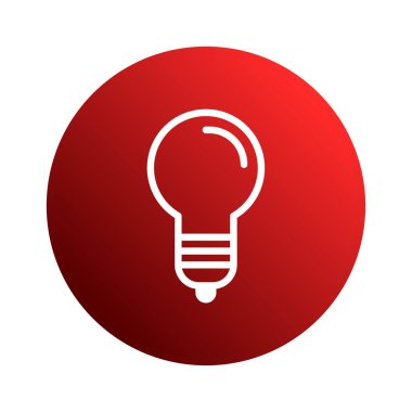 Kırmızı daire içinde gösterilen, fikirleri, yenilikleri ve yaratıcı çözümleri sembolize eden minimalist bir ampul simgesi.