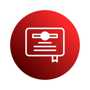 Beyaz bir sertifika simgesi, başarıyı ve tanınmayı simgeleyen kırmızı bir çemberin içinde yer alır. Kurumsal ya da eğitimsel bağlamlar için mükemmel.