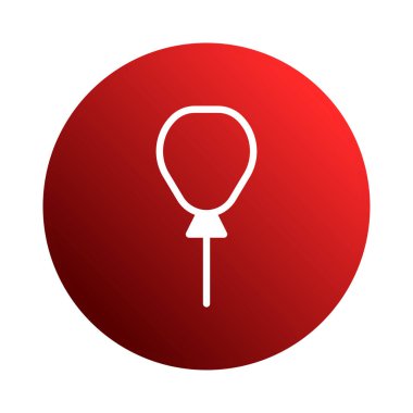 Eğimli kırmızı bir dairede basit bir balon simgesi. Parti davetiyeleri, kutlama grafikleri ve dekoratif tasarımlar için mükemmel..