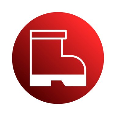 Kırmızı dairenin içine yerleştirilmiş çizme sembolünün basit bir çizimi. Güvenlik veya endüstriyel uygulamalar için ideal.