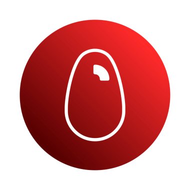 Canlı kırmızı bir grafikle çevrelenmiş beyaz yumurta hatlarını gösteren basit ve temiz bir grafik ikonu. Minimalist tasarımlar için mükemmel.