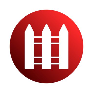 Kırmızı çember üzerindeki basit bir beyaz çit simgesi mülkiyet sınırlarını, güvenliği ya da korumayı simgeler. Ev, bahçe ya da güvenlikle ilgili fikirleri aktarmak için idealdir..