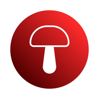 Kırmızı daire içinde bir mantarın stilize edilmiş tasviri, menü veya doğayla ilgili tasarım için uygun. Bu, basit ve modern bir tasarım yaratıyor..