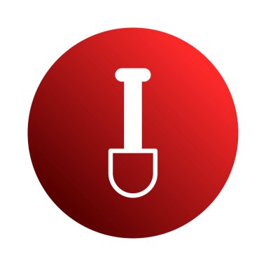 Bir minimalist grafik canlı kırmızı daire içinde merkezli bir beyaz maça ikonu içerir. Bahçıvanlık, inşaat ve işçilikle ilgili konular için çok yönlü bir sembol..