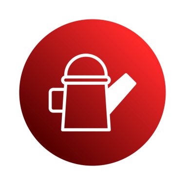 Beyaz renkli, kırmızı daireye odaklı basit bir sulama ikonu. Bu resim bahçe, tarım veya minimalist tasarım projeleri için mükemmeldir..