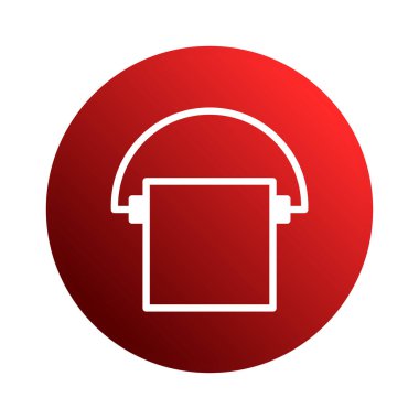 Minimalist bir vektör ikonu, eğimli kırmızı bir kova tasvir eder. Temizlik ve boya hizmetleri için uygundur..