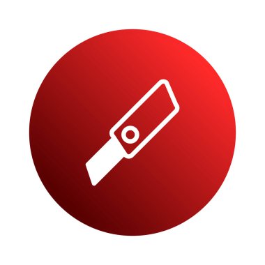 Düşük çözünürlüklü bir grafik, beyaz maket bıçağını kırmızı bir dairede gösteriyor. Kullanım ve hassasiyet aracı kavramları için basit tasarım.