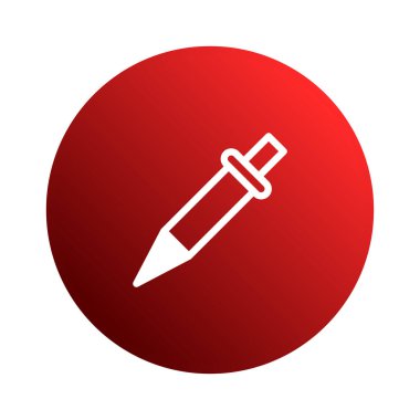 Bir illüstrasyonda kırmızı daire içinde beyaz bir göz damlası simgesi yer alır. Arka plan beyaz. Biçim basit ve temiz, çeşitli tasarım projeleri için uygun..