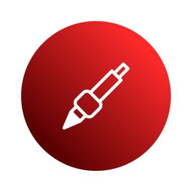 Bir kalem, yazı, eğitim, kurgu ve yaratıcı uğraşları temsil eden minimalist kırmızı bir ikon. Eğitim kaynakları, grafik tasarım projeleri ve sabit içerik için ideal.