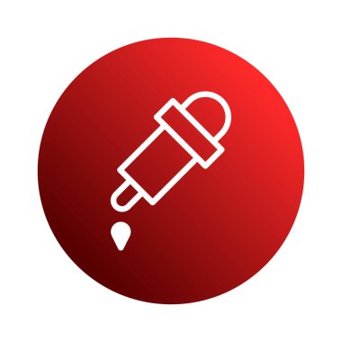 Beyaz çizgili bir sanat pipeti gradyan kırmızı bir daire içinde, bilim ve laboratuvar işleri kavramlarını aktarıyor..