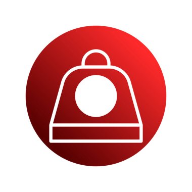 Bir çanın minimalist bir çizimi, kırmızı eğimli çember arka planına karşı temiz beyaz bir ana hatla. Noel veya tatil temalı tasarımlar için mükemmel.