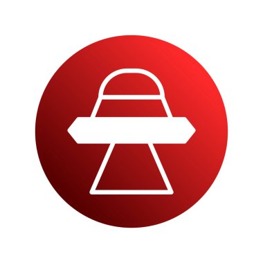 Uzay keşfi ve teknolojik gelişim için parlak kırmızı bir arkaplan oluşturan bir UFO simgesine karşı stilize edilmiş grafik çizimi.