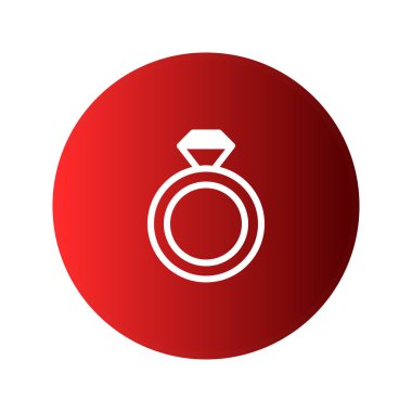Canlı kırmızı bir arkaplan üzerinde beyaz elmas bir nişan yüzüğü sergilenen basit ama zarif bir görüntü. Aşk, bağlılık ve özel durumlar için mükemmel bir tema..