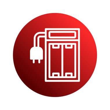 Şarj aletinin bir simgesi kırmızı bir gradyan çemberin üzerine kurulur. Tasarım, teknolojik yeniliği temsil ediyor ve verimli enerji çözümlerini temsil ediyor.