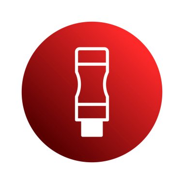 Basit bir grafik tasarımı, modern bir logo veya arayüz ögesi için ideal olan kırmızı bir grafiksel çember içinde beyaz bir simge içerir..