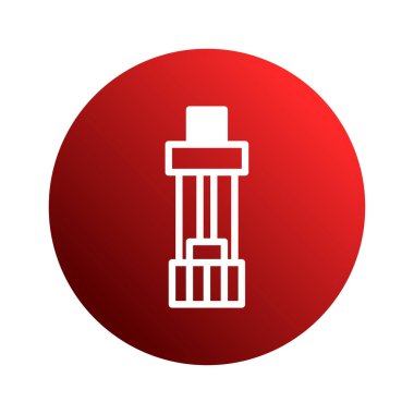 Kırmızı eğimli arka plana karşı parlak beyaz fütürist bir kule tasarımı. Teknoloji, yenilik veya modern mimari projeleri için ideal.