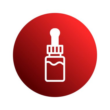 İllüstrasyon, kırmızı çember gradyan arka planında damlatan serum şişesini gösteriyor. Kozmetik ve güzellikle ilgili konular için mükemmel..