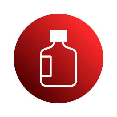 Bu göz alıcı ikon, tıbbi konuları, sağlık ürünlerini veya ilaç endüstrisini temsil etmek için mükemmel, basitleştirilmiş bir ilaç şişesi silueti içeriyor. Kırmızı arkaplan görünürlüğü sağlar.