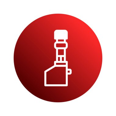 Beyaz, soyut bir bilimsel enstrüman, hassas ve teknolojik yenilikleri vurgulayan kırmızı bir çemberde sergilenir. Bu minimalist illüstrasyon teknik sunumlar için idealdir.