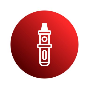 Beyaz, çizilmiş bir pastel boya ikonu, kırmızı bir gradyan çember arka planında yer alır. Bu minimalist tasarım eğitim ve sanatla ilgili projeler için idealdir..