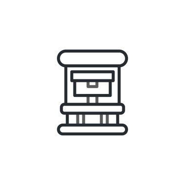 İzole edilmiş bir minimalist monokrom çizimi kompakt bir kuyu suyu yapısı sergiliyor. Çizim, düzgün, doğrusal bir grafik için kusursuz çizgiler kullanır. Bu tasarım ögesi çizimler için uygundur,