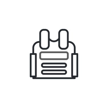 Temiz, minimalist bir temsil taktik yelek gösterir. Görüntü, güvenlik teçhizatının önemini ve savunmanın sağlanmasındaki rolünü gösteriyor. Bu illüstrasyon, tartışılması gereken görsel bir kavramdır.