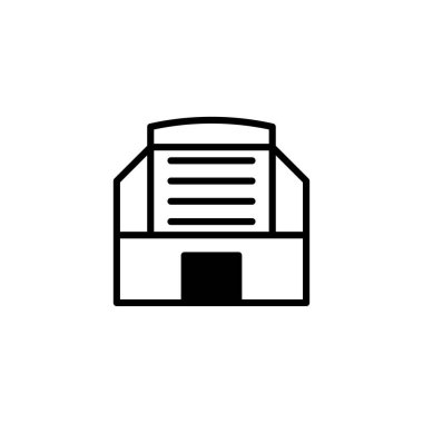 Minimalist bir mimari tasarım, organize yapıya önem veren simetrik bir bina temsili sergiliyor. Temiz çizgileri ve basit geometrik formları profesyonel bir duygu iletir.